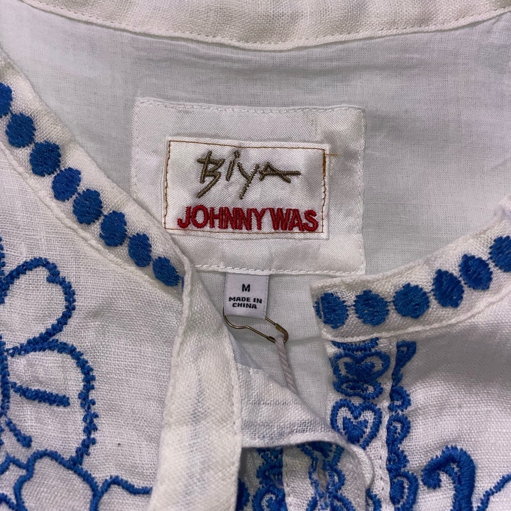 Johnny Was
Mishti Floral-Embroidered Linen Mini Dress size M